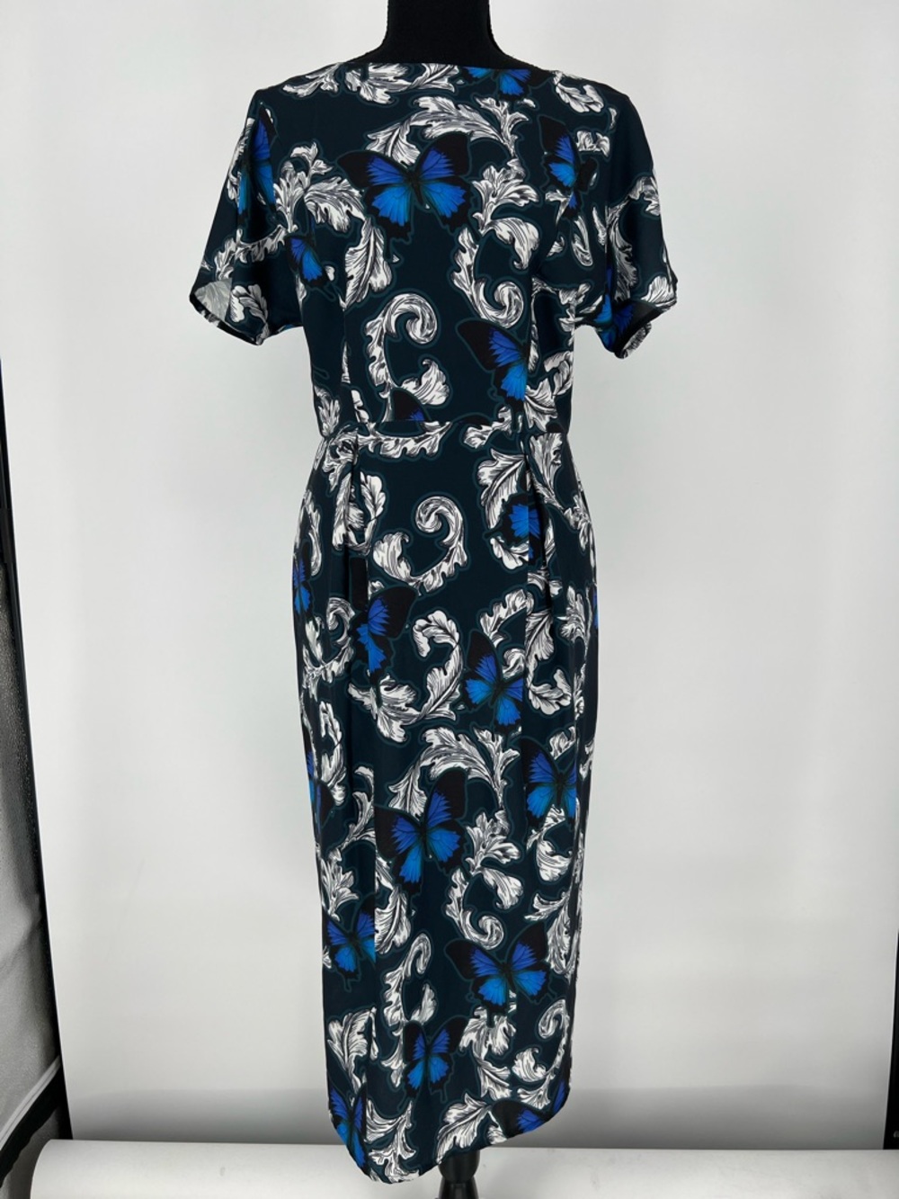 ASOS Blue Butterfly Print Short-Sleeve Midi‎ Dress